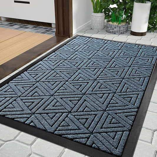 Yimobra Large Door Mat 36x24, All-Weather Waterproof Non-Slip Welcome Matt Outdoor, Heavy Duty Non Slip Doormat for Entryway for Patio and Garage Indoor, Easy Clean, Mix Blue