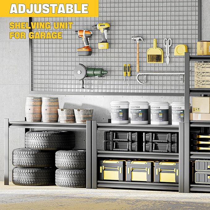 Garage Shelving,Thickened 72" Storage Shelves Heavy Duty Shelving Units and Storage,Adjustable 5 Tier Metal Shelving Storage for Garage Rack Shelf and Industrial for Basement