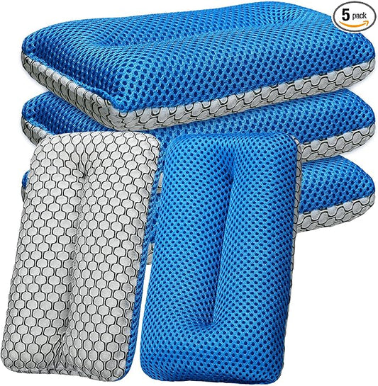 Two Sided Bug and Tar Sponge Microfiber Bug Scrubber Car Sponge for Washing Soft Mesh, Scratch Free for Car, Truck, SUV, RV, Boat, and Motorcycle(5 Pcs)