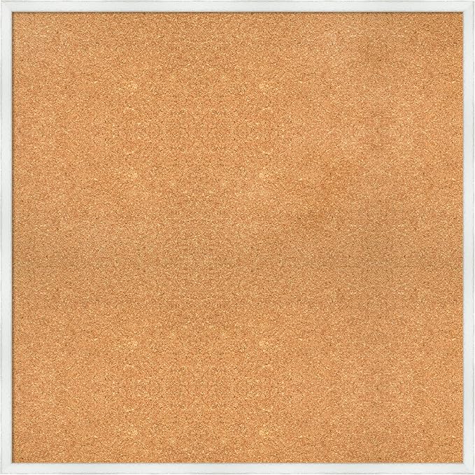 Amanti Art Natural Cork Board for Wall, 33x33 Vision Board with White Frame, Large Corkboard Office Decor for Home Organization, Country Rustic Corkboard Pinboard to Display Items for Home