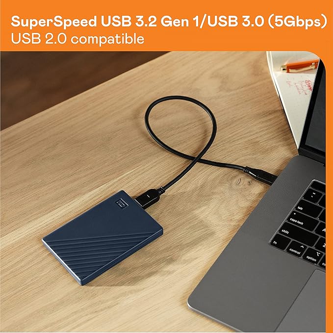 WD 4TB My Passport for Mac, Navy, Portable External Hard Drive with backup software and password protection, USB 3.1/USB 3.0 compatible - WDBA2F0040BBL-WESN