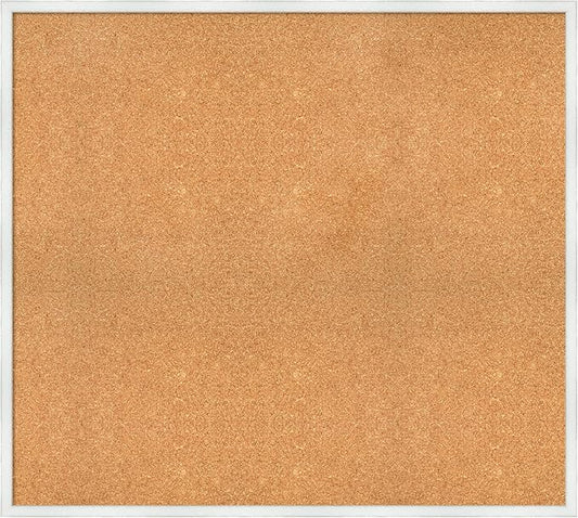 Amanti Art Natural Cork Board for Wall, 35x39 Vision Board with White Frame, Oversize Corkboard Office Decor for Home Organization, Country Rustic Corkboard Pinboard to Display Items for Home