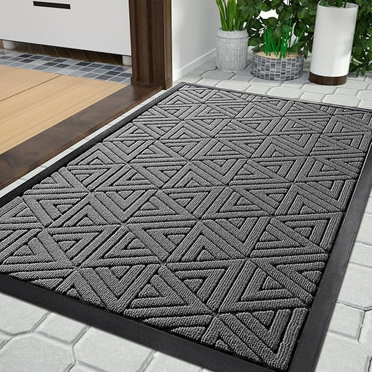 Yimobra Large Door Mat 36x24, All-Weather Waterproof Non-Slip Welcome Matt Outdoor, Heavy Duty Non Slip Doormat for Entryway for Patio and Garage Indoor, Easy Clean, Grey
