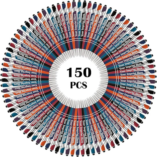 Up to 500 Pcs Custom Pens Bulk | Rainbow of Colors | Soft-Touch Metal Black Ink Personalized with Name or Message (Assorted, 150 pcs)