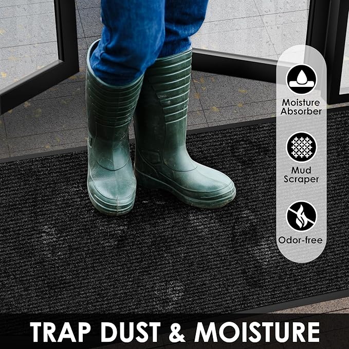 4′ x 33′ Front Door Mat Indoor Outdoor Entrance, Commercial Floor Mat Heavy Duty Dirt Trapper Entryway Doormat, Custom Size Non Slip Rubber Backing Welcome mat, Door Mat for High Traffic Area