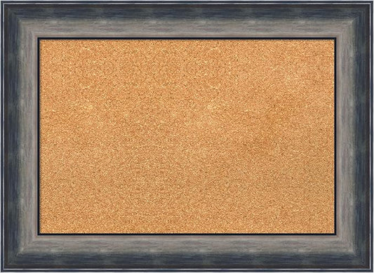 Amanti Art Natural Cork Board for Wall, 22x30 Vision Board with Silver Wood Frame, Medium Corkboard Office Decor for Home Organization, Casual Corkboard Pinboard to Display Items for Home