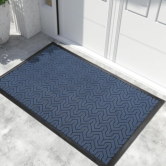 Yimobra Extra Large Door Mat Outside Entrance 60x32, Waterproof Heavy Duty Outdoor Mats for Front Door, Non Slip Rubber Entry Mat for Garage Patio, Easy Clean, Blue