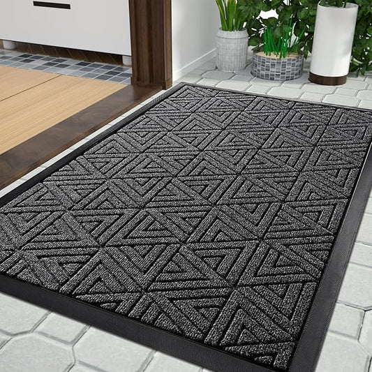 Yimobra Outdoor Mats for Front Door 29.5x17, All-Weather Waterproof Non-Slip Outdoor Door Mat Outside Eentrance, Garage/Patio Entryway Indoor Doormat, Easy Clean, Mix Grey