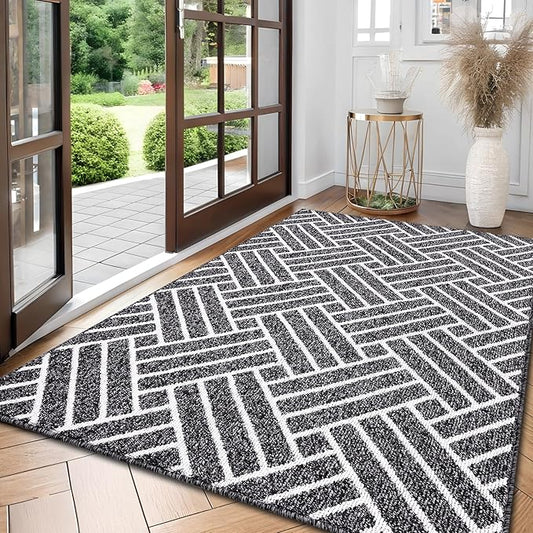 OLANLY Large Indoor Door Mat, 59x35 Inch, Dirt Resistant and Absorbent, Non-Slip Rubber Backing Floor Mats, Easy Clean Low-Profile Doormat for Entryway, Front Door, and Inside Entrance, Black
