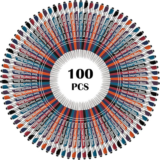 Up to 500 Pcs Custom Pens Bulk | Rainbow of Colors | Soft-Touch Metal Black Ink Personalized with Name or Message (Assorted, 100 pcs)